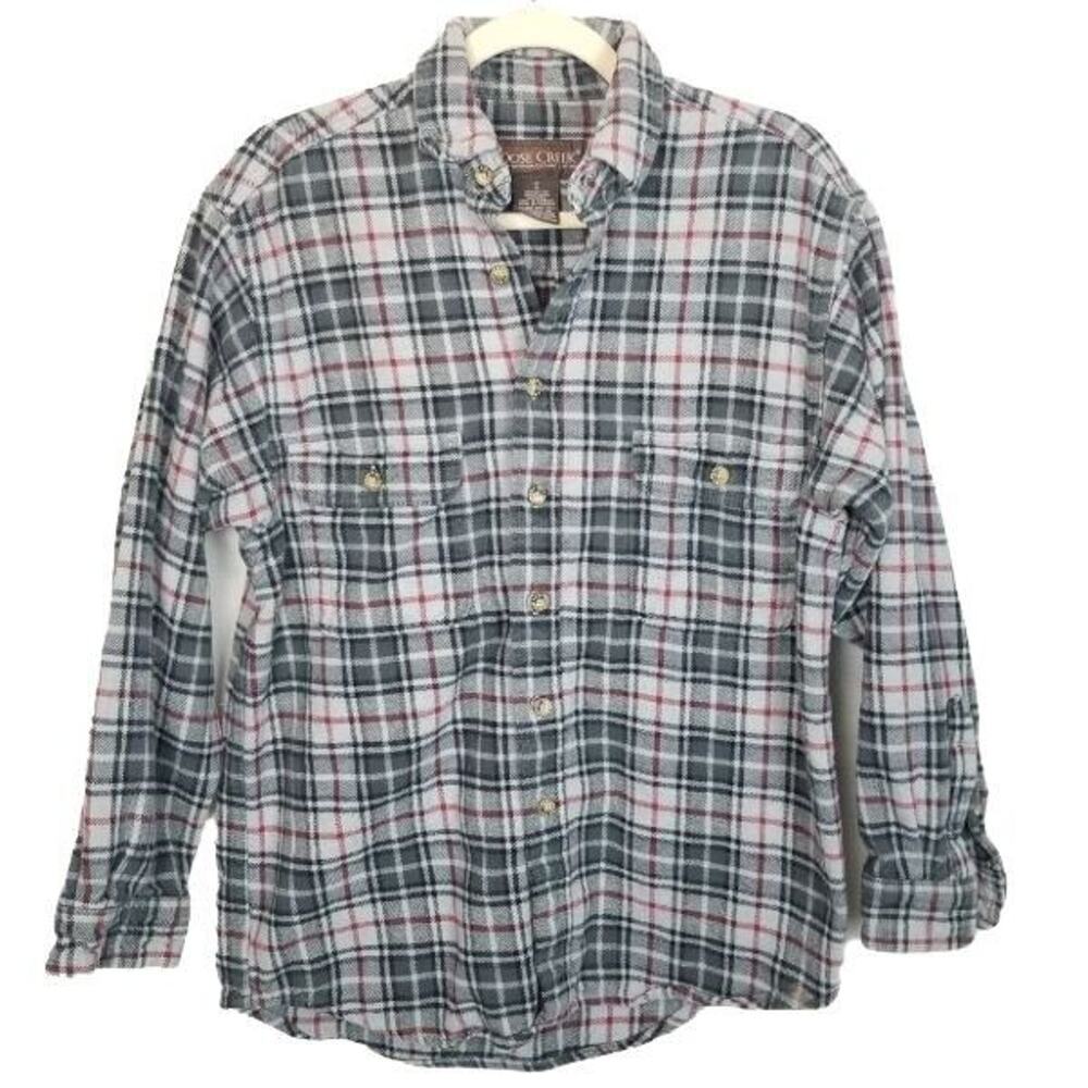 Moose Creek Mens Heavyweight Plaid Flannel Shirt Size M Gorpcore Outdoor Utility